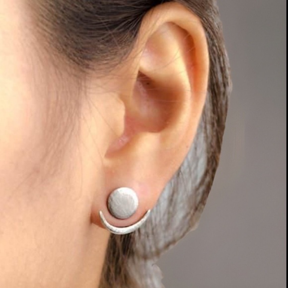 Retro Minimalist Silver Trendy Space Star Unique Eclipse Earrings Brand New